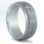 Men's Hammered Cross Wedding Band