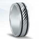 Men's Carved Wedding Band N17009 with Black Rhodium