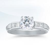Engagement Ring ED02105 with Princess Cut Diamonds  